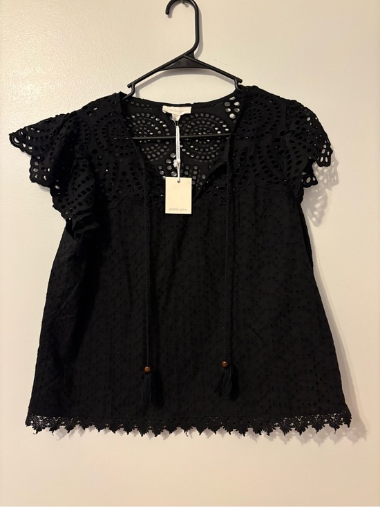 Jennifer & Grace Tops - New large black eyelet cotton blouse by Jennifer & Grace